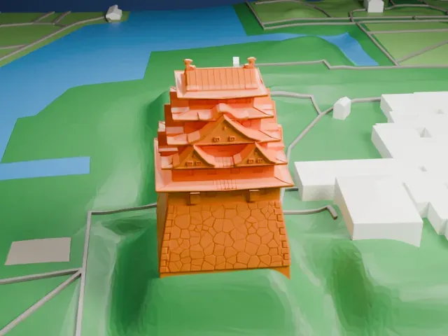 Nagoya Castle model, West view