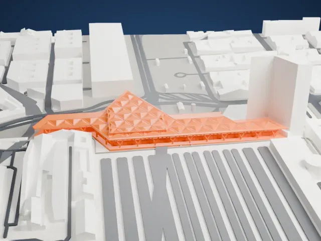 Napoli Centrale railway station model, East view