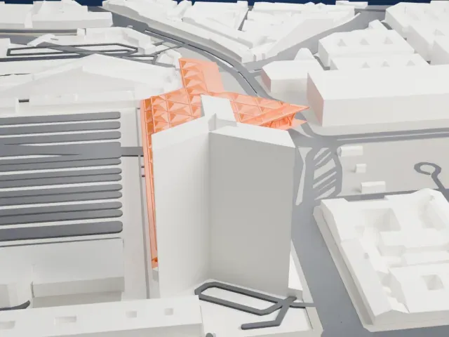Napoli Centrale railway station model, North view