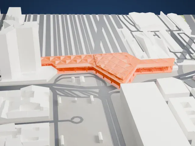 Napoli Centrale railway station model, West view