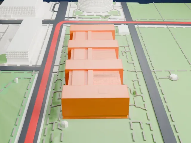 National Air and Space Museum model, East view