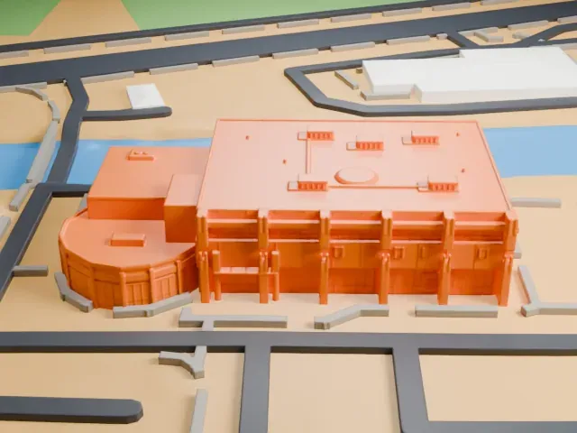 National Atomic Testing Museum model, North view