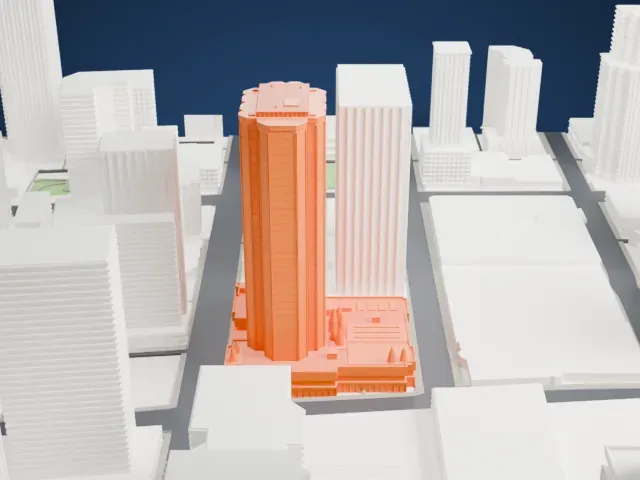 National Bank Centre model, North view