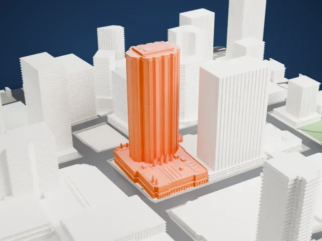 National Bank Centre model, West view