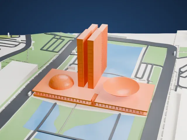 National Congress of Brazil model, West view