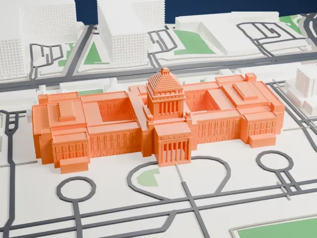 National Diet Building model, East view