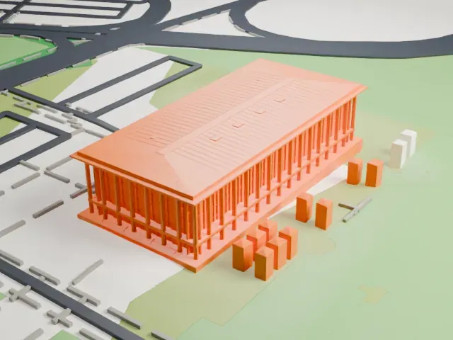 National Library of Australia model, East view