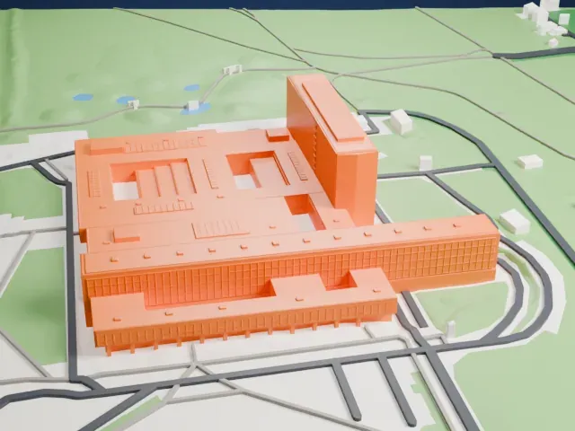 National Library of Poland model, East view