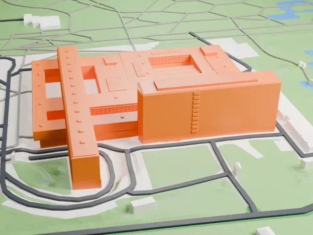 National Library of Poland model, North view