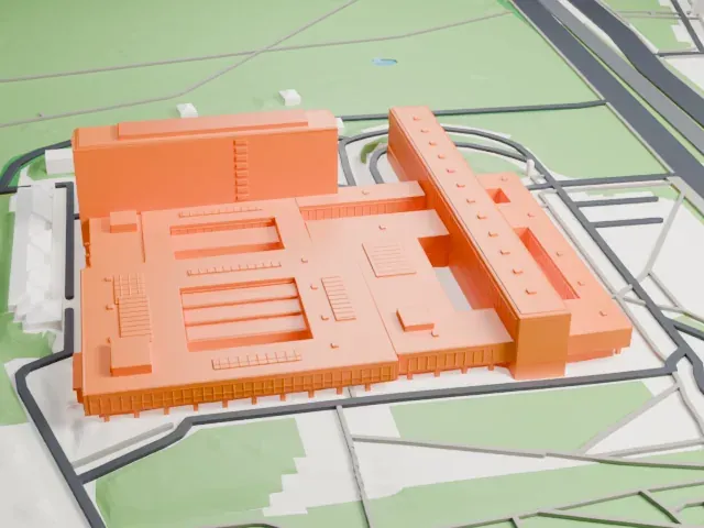 National Library of Poland model, South view