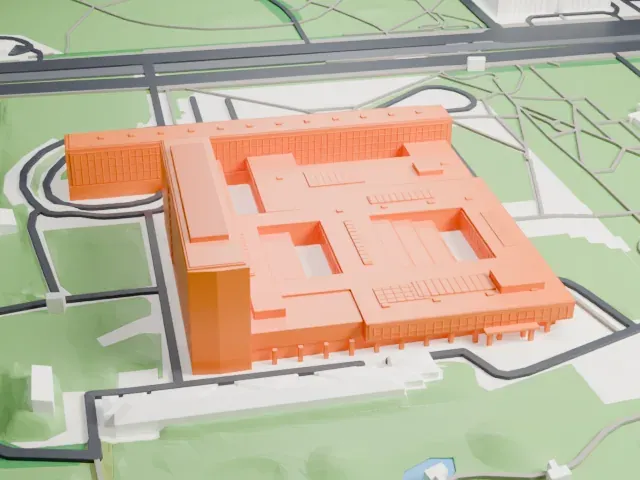 National Library of Poland model, West view