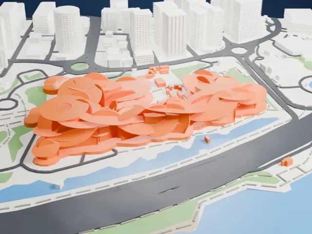 National Museum of Qatar model, East view