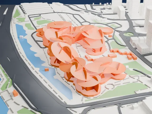 National Museum of Qatar model, North view