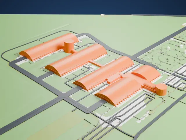 National Museum of the United States Air Force Hangars model, North view