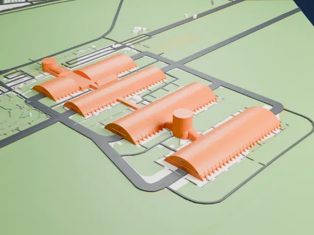 National Museum of the United States Air Force Hangars model, South view