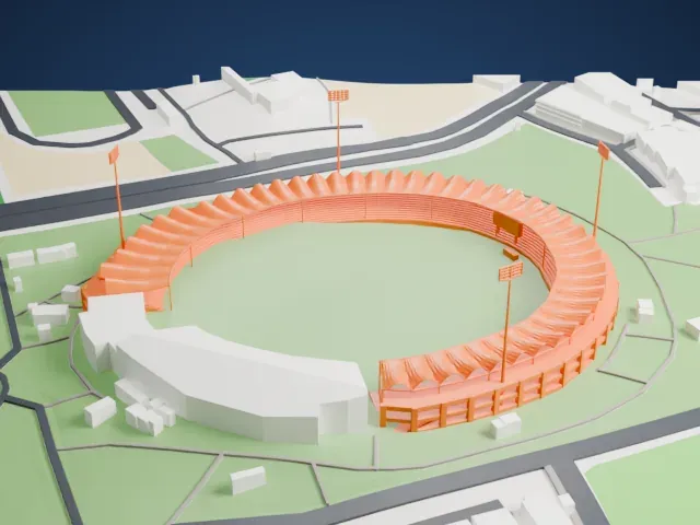 National Stadium, Karachi model, East view