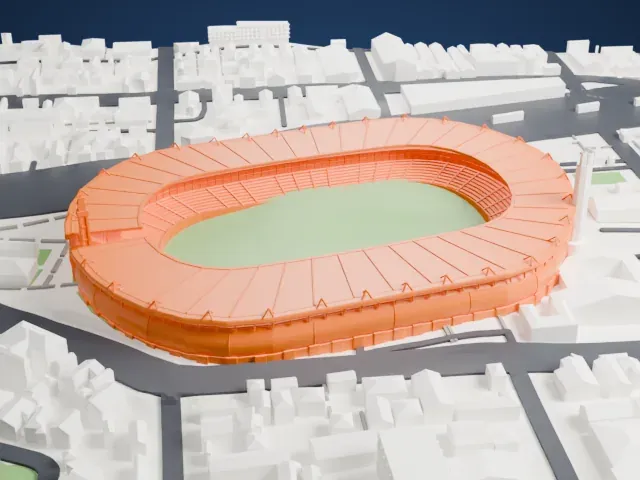 National Stadium of Peru model, West view