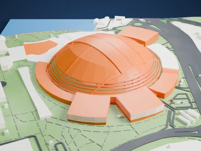 National Stadium (Singapore) model, East view