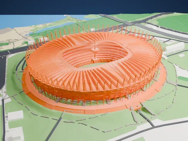 National Stadium, Warsaw model, East view