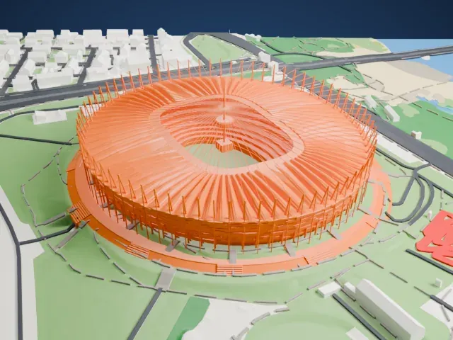 National Stadium, Warsaw model, North view