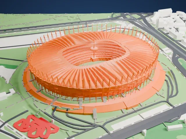 National Stadium, Warsaw model, West view
