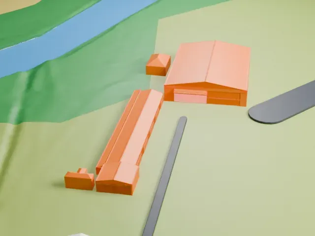 National Warplane Museum Hangars model, East view