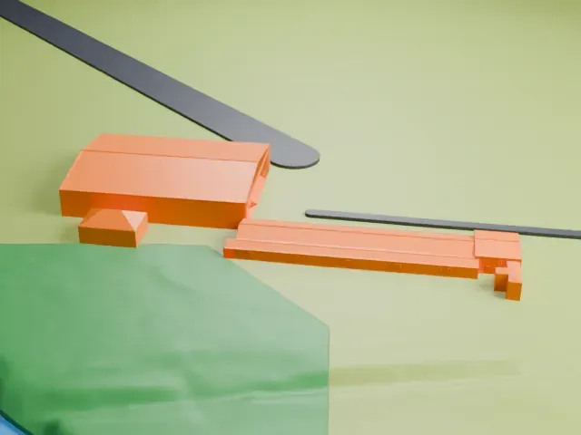 National Warplane Museum Hangars model, South view