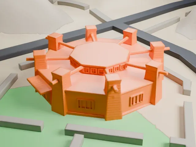 Navajo Nation Council Chamber model, East view