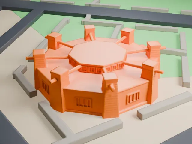 Navajo Nation Council Chamber model, West view