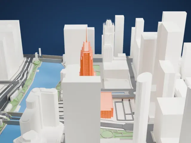 NBC Tower model, East view