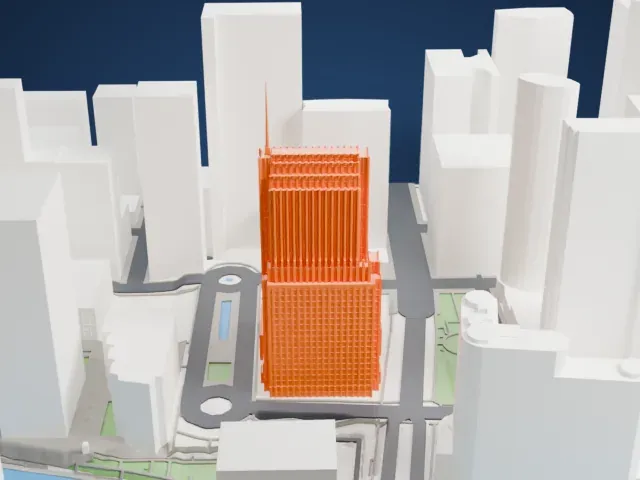 NBC Tower model, South view