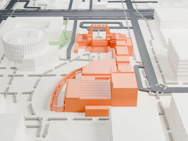 Nelson Fine Arts Center model, East view