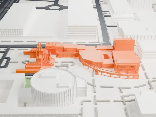 Nelson Fine Arts Center model, South view