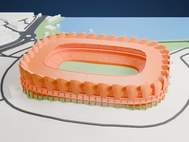 Nelson Mandela Bay Stadium model, East view