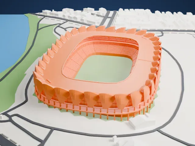 Nelson Mandela Bay Stadium model, South view