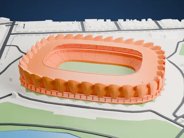 Nelson Mandela Bay Stadium model, West view