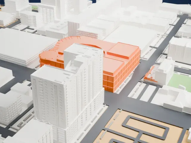 Neonopolis model, East view