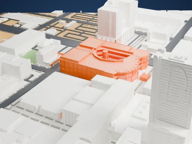Neonopolis model, West view