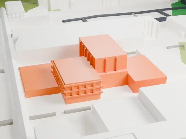Neuberger Museum of Art model, West view