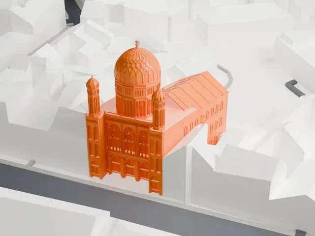 New Synagogue model, South view
