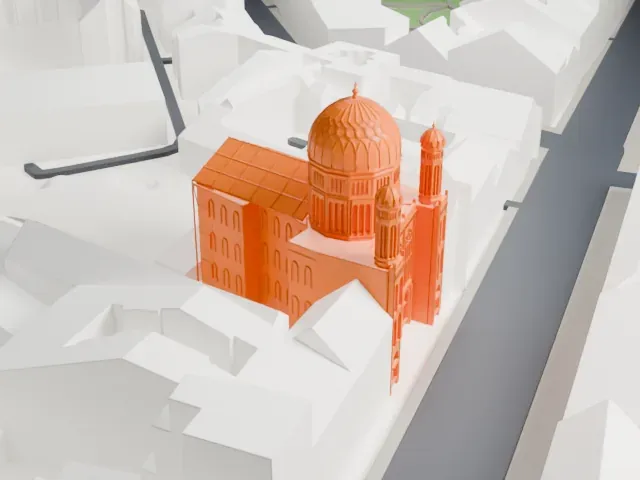 New Synagogue model, West view