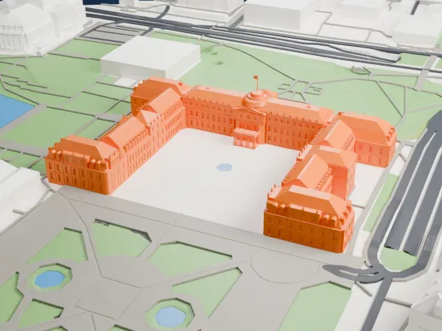 New Palace, Stuttgart model, West view