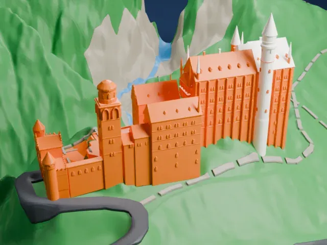 Neuschwanstein Castle model, North view
