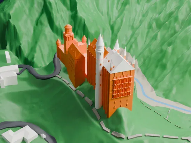 Neuschwanstein Castle model, West view