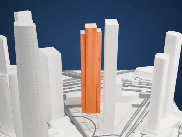 Neva Towers model, East view