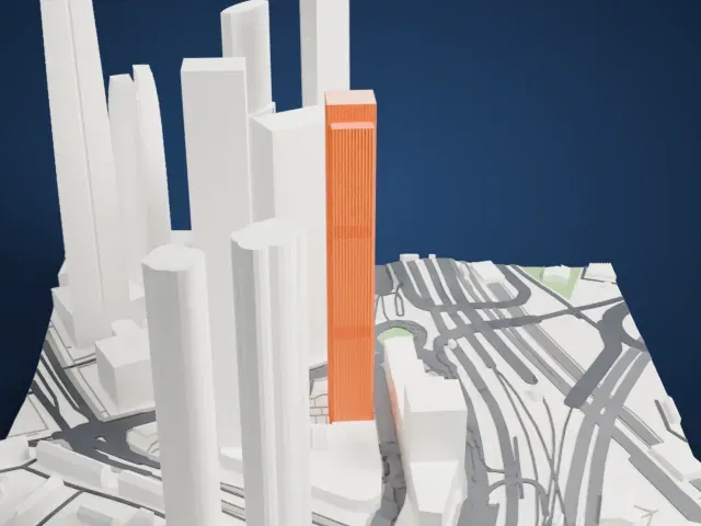 Neva Towers model, North view
