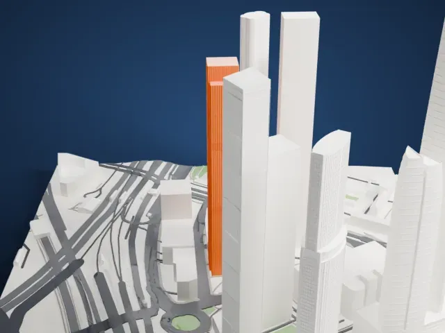 Neva Towers model, South view