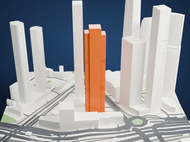 Neva Towers model, West view