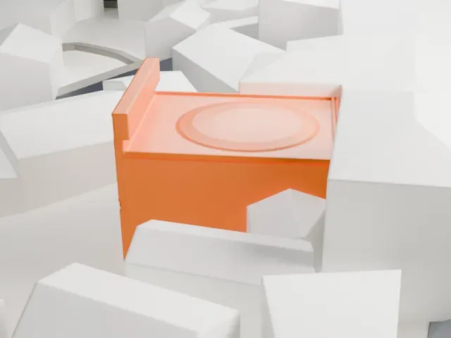 Neve Shalom Synagogue model, East view