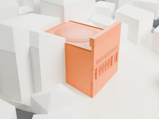 Neve Shalom Synagogue model, West view